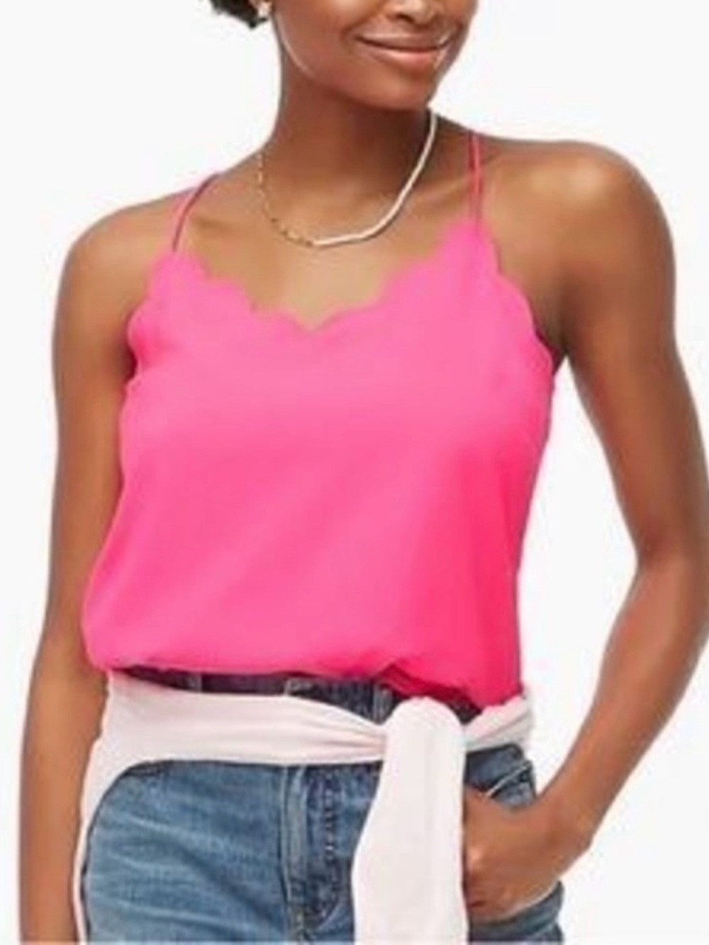 J. Crew Women’s Fuchsia Scallop Edge Lined Razorback Tank Top Size 2
